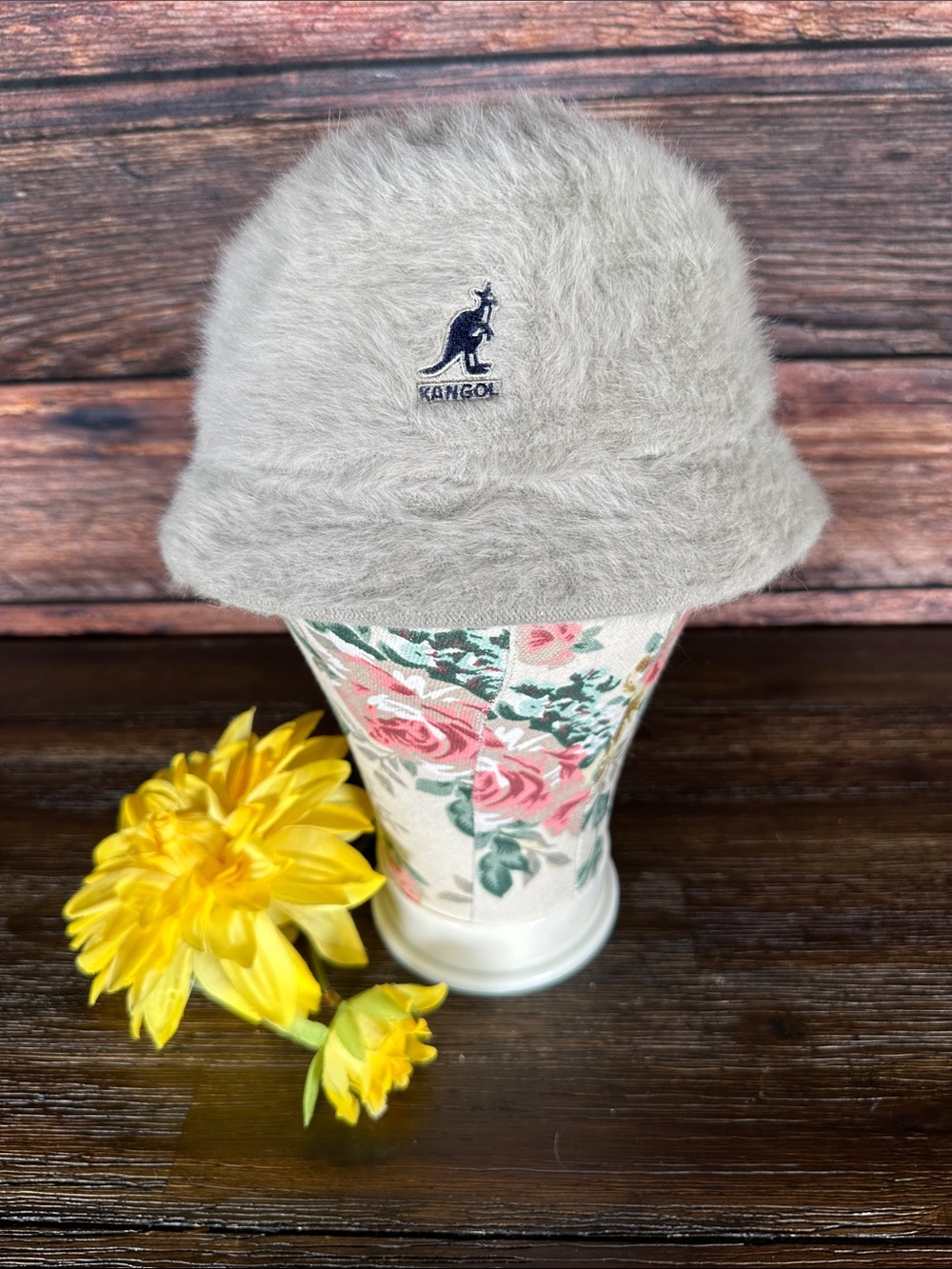 Kangol Furgora Bucket Hat in Light Gray with Embroidered Logo